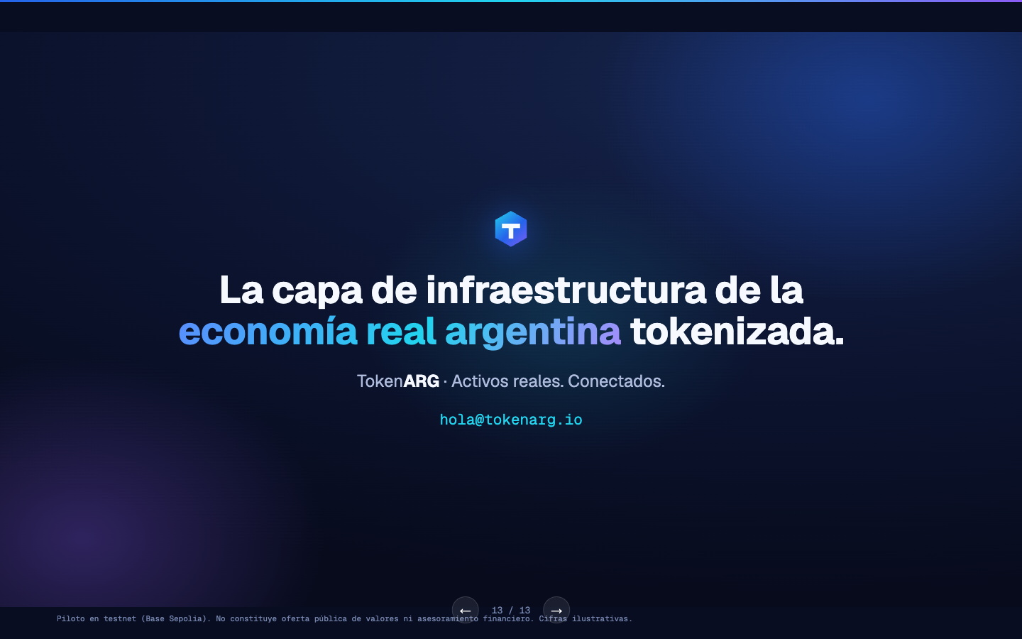 TokenARG — La economía real argentina, tokenizada. Activos reales conectados.